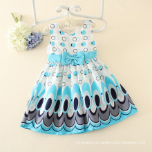 Павлин синий юбка новый стиль новорожденных девочек случайные хлопка платье цветочный платье шифон юбка